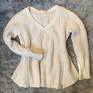 Anthropologie Moth cream zipper sweater